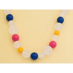 Vintage Boho Colorful Plastic Beaded Necklace 19 Inches by Avon i12